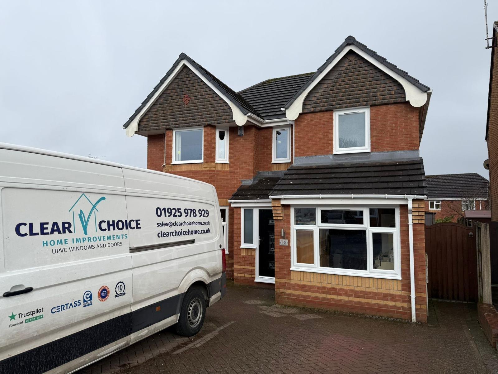 Clear Choice van outside a recent install